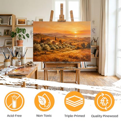 CONDA 24x36 inch Stretched Canvas for Painting, 2 Pack Primed Large Canvas, Primed Acid-Free Cotton 5/8 Inch Profile Value Bulk Pack for Acrylics, Oils Painting - size: 24"x36",2pack