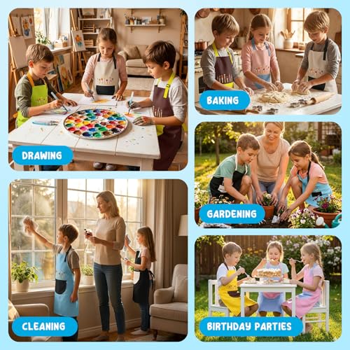 VZZNN 12 Pack Kids Art Smock,Waterproof Kids Painting Apron with Pocket for Art Crafts Painting Cooking Activities - color: Multicolor