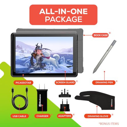 PicassoTab A10 Drawing Tablet • No Computer Needed • Stylus Pen, Pro Drawing Apps & Tutorials • 10" Screen, 6GB+128GB, Android 14 • Portable, Standalone, Designed for Beginner Graphic Artist -A10 - size: 10 Inch Compact Screen