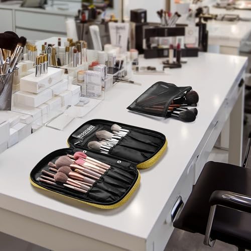 BYOOTIQUE Travel Makeup Brush Holder Bag Cosmetic Brush Organizer Rococo Yellow - color: Rococo Yellow