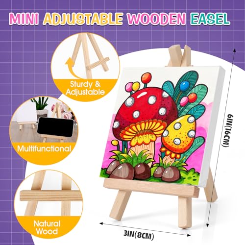 ESRICH 30 Pack Mini Acrylic Paint Kit,Canvas Painting Kit,4in Stretched Canva with 6in Easel,Acrylic Paint Strips,Palettes,Painting Brushes,Canva and Easel Set for Kids Artists Beginner,Gift - size: 30 set 4 x 4 inches