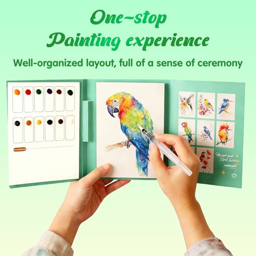 houlishu Flower Bird Art Painting Book, Portable Sketch Album for Art Creation and Relaxation