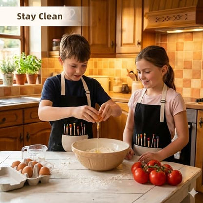 VZZNN 12 Pack Kids Art Smock,Waterproof Kids Painting Apron with Pocket for Art Crafts Painting Cooking Activities - color: Black