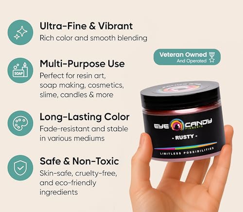 Eye Candy Premium Mica Powder Pigments | Multipurpose DIY Arts and Crafts Additive | Acrylic, Woodworking, Bath Bombs, Resin, Epoxy, Soap, Fishing Lures (Rusty) - color: Rusty