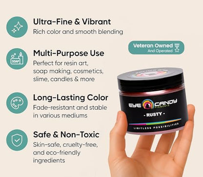 Eye Candy Premium Mica Powder Pigments | Multipurpose DIY Arts and Crafts Additive | Acrylic, Woodworking, Bath Bombs, Resin, Epoxy, Soap, Fishing Lures (Rusty) - color: Rusty