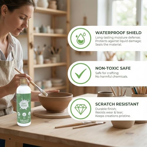 Air Dry Clay Glaze, 120ml Matte Finish, Prevent Clay Cracking, Scratch Resistant, Waterproof & Dustproof, for Crafts, Ceramics, Wood, Clay Sealant with Brush & Measuring Cup (4fl oz Matte) - color: Matte