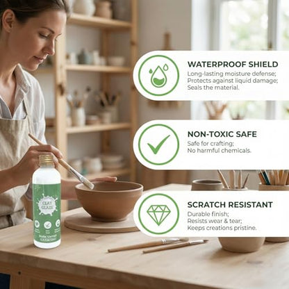 Air Dry Clay Glaze, 120ml Matte Finish, Prevent Clay Cracking, Scratch Resistant, Waterproof & Dustproof, for Crafts, Ceramics, Wood, Clay Sealant with Brush & Measuring Cup (4fl oz Matte) - color: Matte