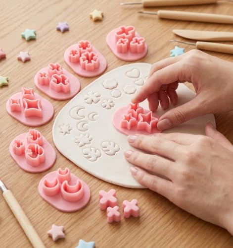 10 Pcs Mini Clay Cutters, Polymer Clay Cutters Shapes PP Material for DIY Polymer Clay Earring Handmade Craft Supplies(Pink)