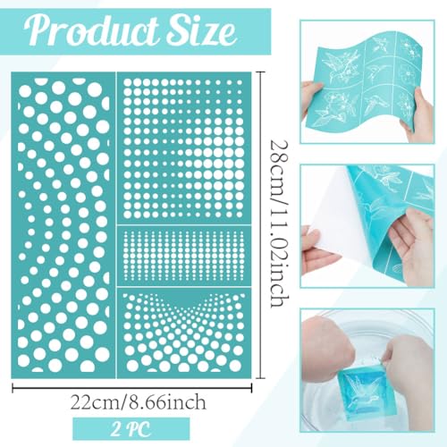 2 Sheets Dot Pattern Silkscreen Stencil, Polka Dot Wave Texture Self-Adhesive Silk Screen Printing Stencils Reusable Mesh Stencil for Painting on Wood, T-Shirt, Home Craft - color: Dot