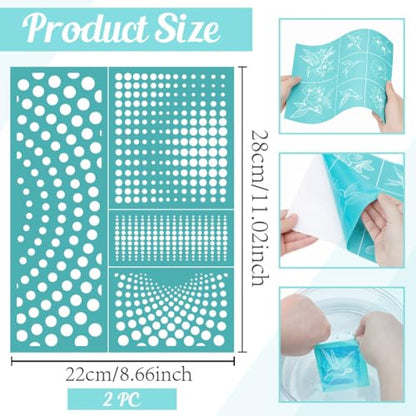 2 Sheets Dot Pattern Silkscreen Stencil, Polka Dot Wave Texture Self-Adhesive Silk Screen Printing Stencils Reusable Mesh Stencil for Painting on Wood, T-Shirt, Home Craft - color: Dot