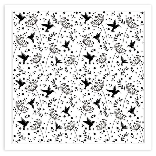 CHGCRAFT Hummingbird Polymer Clay Texture Sheets Leaves Silicone Texture Stamp Clay Texture Mat Modeling Pattern Pad Texture Sheets for Jewelry and Clay Earrings Tools, 5.5x5.5 inch - style: Hummingbird