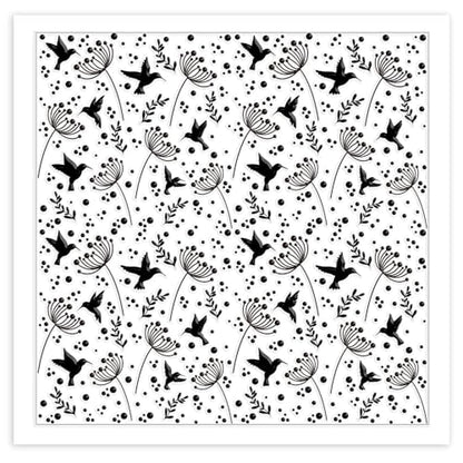 CHGCRAFT Hummingbird Polymer Clay Texture Sheets Leaves Silicone Texture Stamp Clay Texture Mat Modeling Pattern Pad Texture Sheets for Jewelry and Clay Earrings Tools, 5.5x5.5 inch - style: Hummingbird
