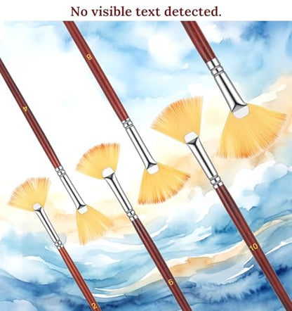 12 Pcs Fan Brush for Painting, Nylon Bristles Fan Brushes Set, Anti-Shedding Art Painting Brushes, Non-Slip Handle Watercolor Brushes for Acrylic, Oil Painting and DIY Crafts