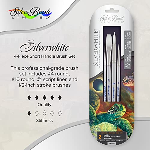 Silver Brush Silverwhite White Taklon 4Pc Watercolor Brush Set - style: 4 Pc, Detail Set