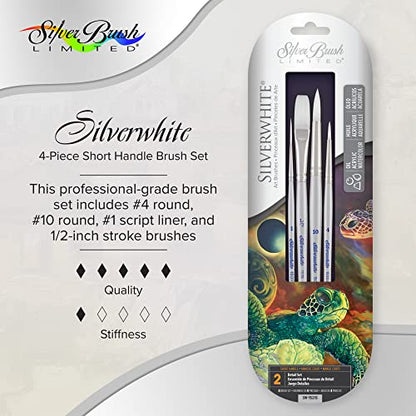 Silver Brush Silverwhite White Taklon 4Pc Watercolor Brush Set - style: 4 Pc, Detail Set