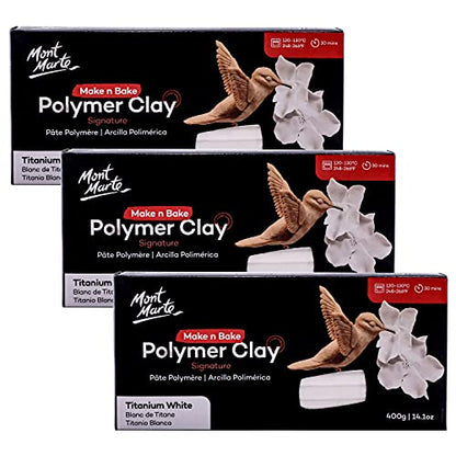 Mont Marte Make n Bake Polymer Clay 400g - Titanium White-3PACK - color: Titanium White, size: 42.3oz