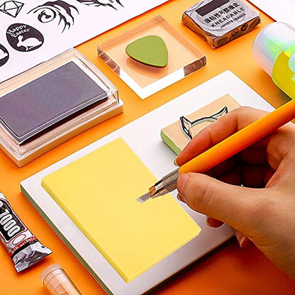 Yellow Rubber Carving Block for Custom Stamp Making Lightweight DIY Craft Mat Artists Teachers Enthusiasts - color: Yellow