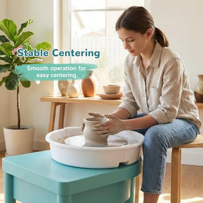 Bonoutil 10" Electric Pottery Wheel with Foot Pedal for Adults, Easy to Center Ceramic Forming Machine Max 20 lbs Capacity Clay Beginner's Art Sculpting Tools Kit for Home Use (Mint Green) - color: Mint Green