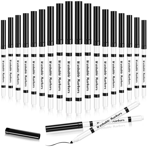 Fullhawl 18 Pcs Line Washable Markers Bulk Black Fine Tip Markers Set Coloring Thin Tip Drawing Washable Pen for Kids Art School Classroom Back to School Gender Reveal Party Supplies, Ages 6+ - color: Black