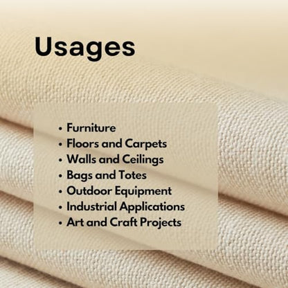 Natural Cotton Canvas 18 Oz (#8 Duck) Fabric Roll 60-Inch Wide x 50 Yards Length Durable Heavy-Duty Canvas for Tote Bags, Floor Cover, Machine Covers and Curtains - size: Duck #08-60" -50
