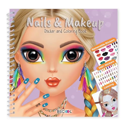 BSCOOL Drawing, Coloring & Sticker. Nails & Makeup Dress Up Sticker Book with 240+ Removable Stickers. Endless Nail Design and Makeup Combination for Kids Ages 4 and Up. Gift for Girls - color: Nails and Make Up