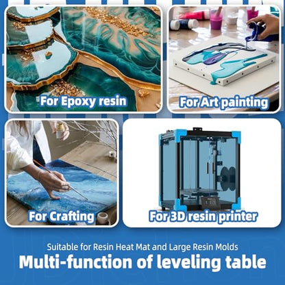 Extra Large Resin Leveling Table for Epoxy - 22.8''x 15'' Resin Leveling Board Nonstick Surface, Adjustable Height & Angle Feet, Multipurpose No Installation Required Board for Crafting & Art - size: Extra Large
