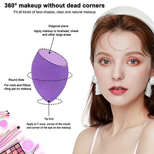 12 Pieces Professional Makeup Sponge Set,Latex Free Flawless Soft Setting Face Puffs,Multicolor Makeup Blending Sponge Cosmetic Applicator for Powder,Liquid,Facial Makeup Tools - color: Black Red Purple