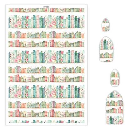Polymer Clay Transfer Paper, 10 Pcs Bookshelves and Books Pattern Shape Water Soluble Transfer Sheet for Polymer Clay Earrings Jewelry Making Disposable Stickers DIY Crafts 5.82X3.93 inch - color: Bookshelves and Books