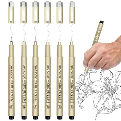 01 Micro Pen, 6 Pack Black Fine Point Pen with Waterproof Archival Ink, 0.25mm Fineliner Ink Pens for Artist Illustration, Sketching, Anime, Manga, Technical Drawing and Scrapbooking - color: Black, style: 【01】