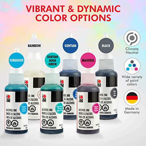 Marabu Alcohol Ink for Epoxy Resin - 6 Classic Colors Alcohol Ink Set - Vibrant and Versatile Alcohol Inks for Resin Art, Tumblers, Alcohol Paint Paper, Resin Dye - 20ml Inks