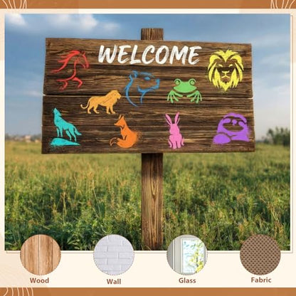 Fainne 100 Pcs Small Stencils for Crafts, 1.5 Inch Reusable Painting Stencils Painting Crafts Templates for Wood, Wall, Home Decor, Canvas, Fabric(Animals) - style: Animals