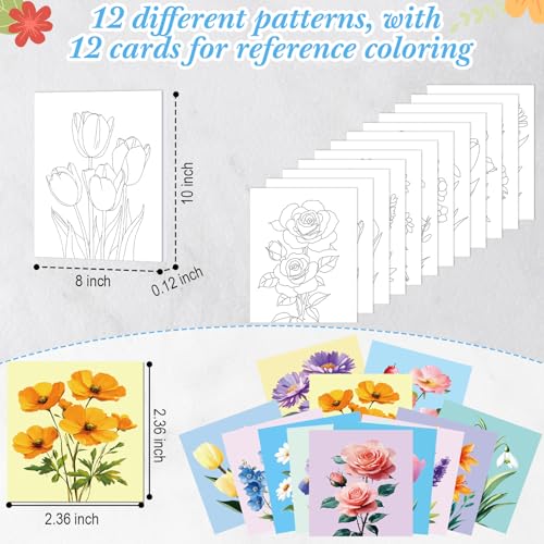 Ctosree 12 Sets Pre Drawn Canvas Kit for Painting Adults Sip and Paint Kit Art Pre Printed Canvas Bulk for Adult Date Night, Art Party & Holiday Gift(Vivid Flower,8 x 10 in) - size: 8 x 10 in, style: Vivid Flower