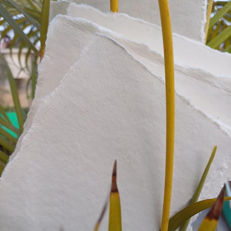 A4, 400 GSM / 25 Sheets - Rough/Textured Drawing/Sketching Paper - Handmade/Deckle Edge Paper Made from Virgin Egyptian Cotton - Off-White by Deckle Papers - size: 8.3x11.7