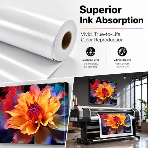 Premium Polyster Canvas Roll, Canvas Paper for Printing, Quick Dry, Wide Format Inkjet Printer Compatible, Paper Roll, Perfect for Fine Art, Photography, Giclée Printing, Archival Quality Prints - size: 36"x100' 300GSM Polyester Solvent ECO-Glossy