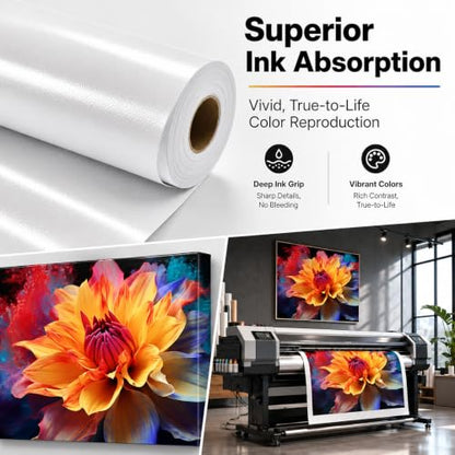 Premium Polyster Canvas Roll, Canvas Paper for Printing, Quick Dry, Wide Format Inkjet Printer Compatible, Paper Roll, Perfect for Fine Art, Photography, Giclée Printing, Archival Quality Prints - size: 36"x100' 300GSM Polyester Solvent ECO-Glossy