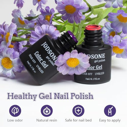 JODSONE 20 Colors Gel Nail Polish Kit with U V Light Base Top Matte Coat High Shine Vibrant Nail Gel Equipped with Manicure Tools - color: 20KIT-SUN1G-01A