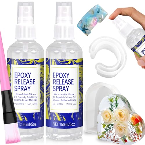 2 Pcs 150ML Mold Release Spray for Resin Molds – Water-Based Silicone Release & Protectant for Silicone and Epoxy Resin Molds, Fast-Drying Non-Stick for Easy Demolding & Longer Mold Life - color: 300ml