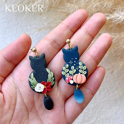 KEOKER Halloween Clay Cutters, Clay cutters for Halloween Earrings Making, 10 Shapes Halloween Clay Earrings Cutters, Halloween Polymer Clay Cutters (Earrings Clay Cutters 1) - color: Earrings Clay Cutters 1