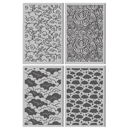 4 Sheets Clouds Clay Texture Mat Clouds Polymer Clay Texture Sheets DIY Tools for Pottery Earring Jewelry Making Stamp Engraving Machines, 3.9x2.6inch - style: Clouds