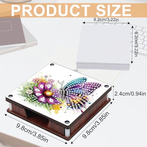 JISHSHAY 2 PCS Diamond Art Note Box Flower Diamond Painting Note Pad Holder Butterfly Gem Painting Gem Art Memo Boxes Mosaic Kits for Adults Embroidery Kit Memo Pad Holder,Contains 120 Sheets of Paper - color: Flower 3