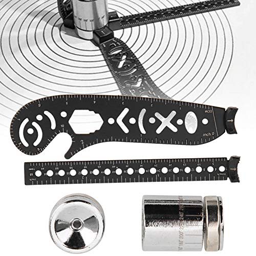 17mm Versatile Drawing Ruler Tool Kit, Iron Multifunctional Drawing Ruler, Innovative Magnetic Compass Rulers for Designers, Artists, Periodical Enthusiasts, Black
