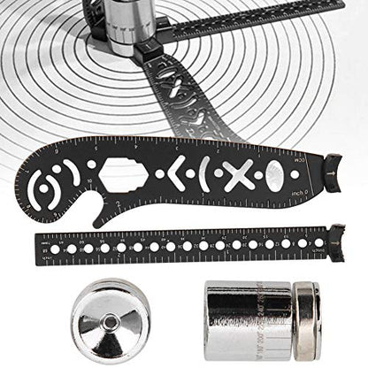 17mm Versatile Drawing Ruler Tool Kit, Iron Multifunctional Drawing Ruler, Innovative Magnetic Compass Rulers for Designers, Artists, Periodical Enthusiasts, Black