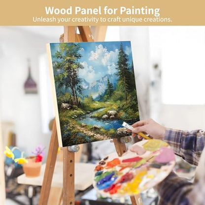 8 Pcs Wood Panels, 12×12 Inch Unfinished Wooden Boards for Painting, Wooden Canvas Panels for Pouring, Wood Cradle Boards for Art Crafts, DIY Projects
