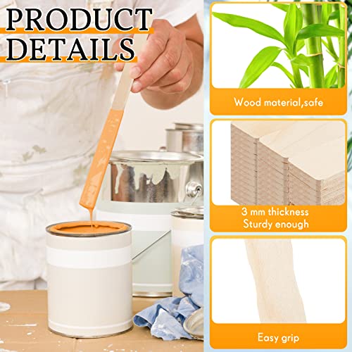 Juexica 200 Pieces Paint Stir Sticks Bulk 12 Inch, Wooden Paint Sticks Wood Mixing Stirrers for Library Markers or Garden Plant Labels, Mixing Stirrers for Kids Adults DIY Craft, Resin