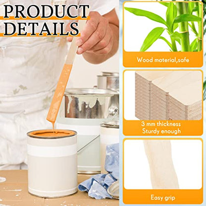 Juexica 200 Pieces Paint Stir Sticks Bulk 12 Inch, Wooden Paint Sticks Wood Mixing Stirrers for Library Markers or Garden Plant Labels, Mixing Stirrers for Kids Adults DIY Craft, Resin