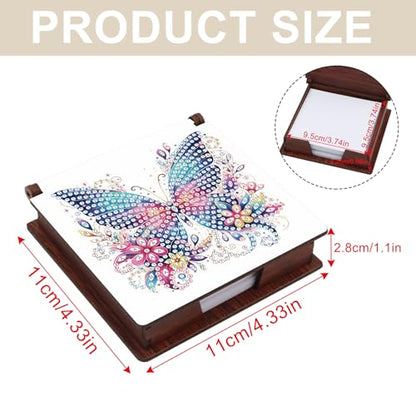Diamond Painting Kit memo Box, Diamonds Art DIY Butterfly and Flower Patterns Sticky Note Box Special Shape Drill, with 160 Sticky Note, Ideal for Home Office Supplies, Handicrafts, Holiday Gifts - color: Butterfly and Flower