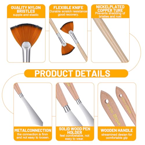5 PCS Paint Knife for Acrylic Painting, Palette Fan Knife Brushes for Acrylic Paintings, Background Paint Brushes, Stainless Steel Oil Painting Supplies Paintings Kit for Oil Canvas