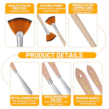 5 PCS Paint Knife for Acrylic Painting, Palette Fan Knife Brushes for Acrylic Paintings, Background Paint Brushes, Stainless Steel Oil Painting Supplies Paintings Kit for Oil Canvas
