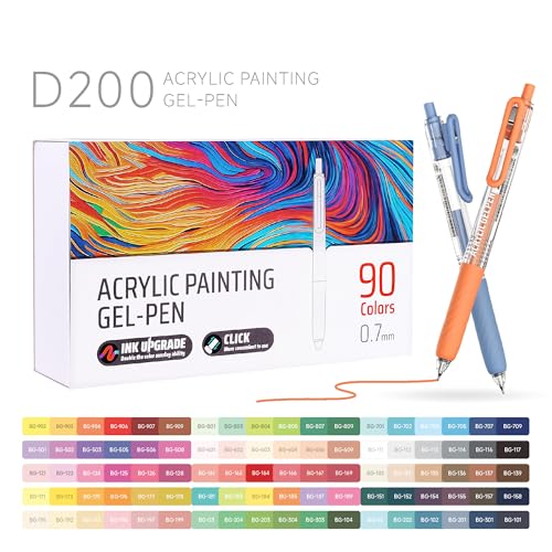90 Color 0.7mm Fine Pointed Acrylic Gel Pens Coloring for Adult Painting, Writing, Marking, Student Stationery