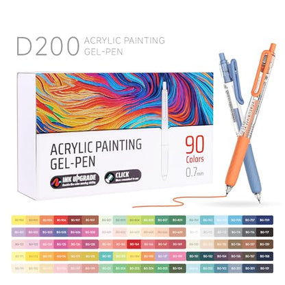 90 Color 0.7mm Fine Pointed Acrylic Gel Pens Coloring for Adult Painting, Writing, Marking, Student Stationery